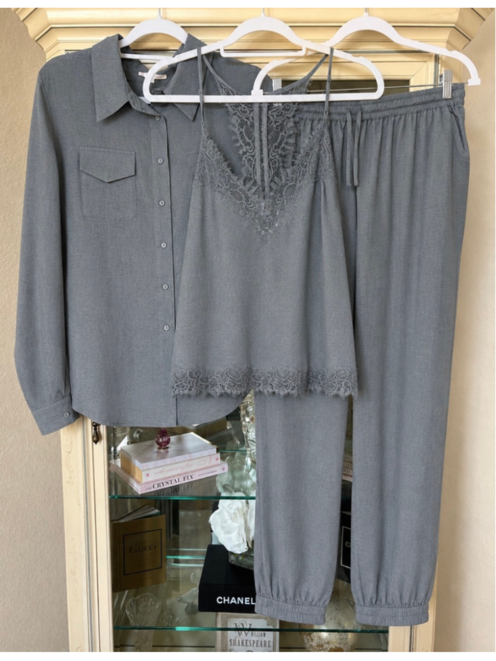 Gold Hawk 3-Piece Jogger Set Slate Blue Size L Linen Blend